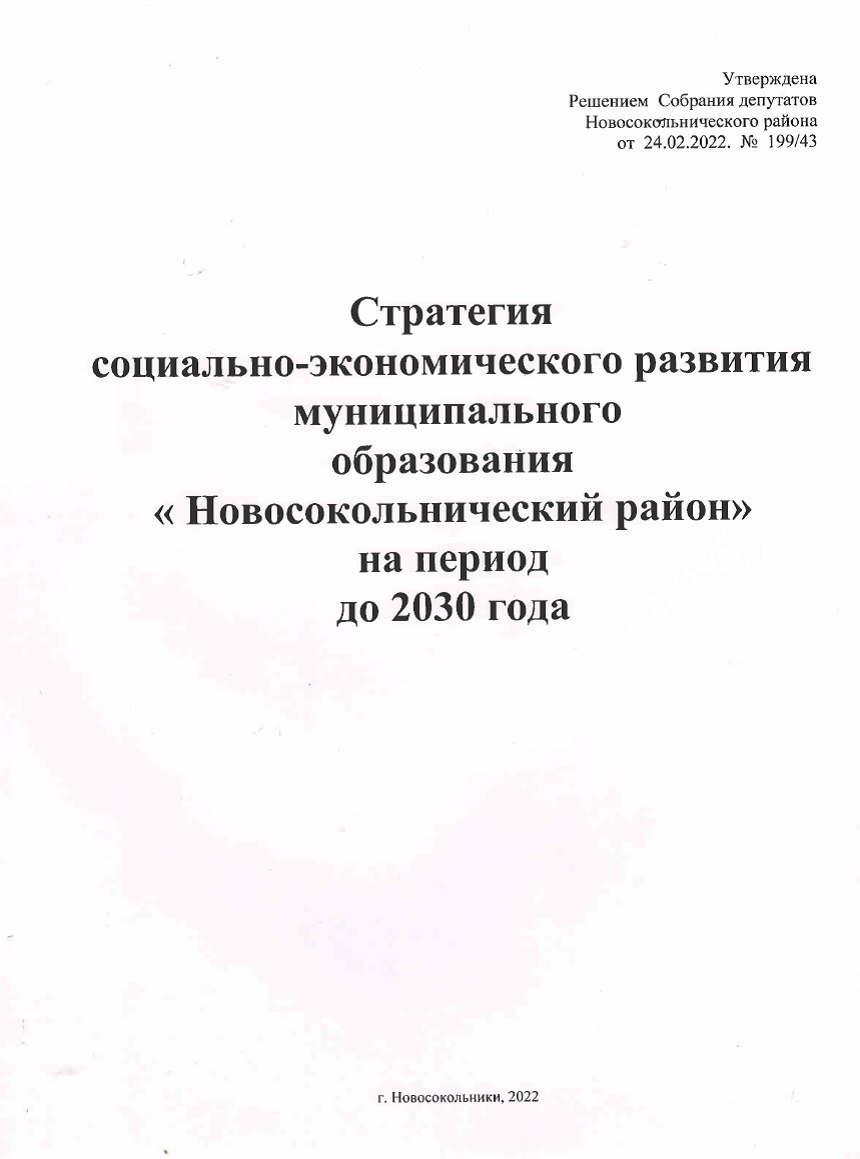 Стратегия  социально-экономического развития  муниципального образования « Новосокольнический район» на период до 2030 года.